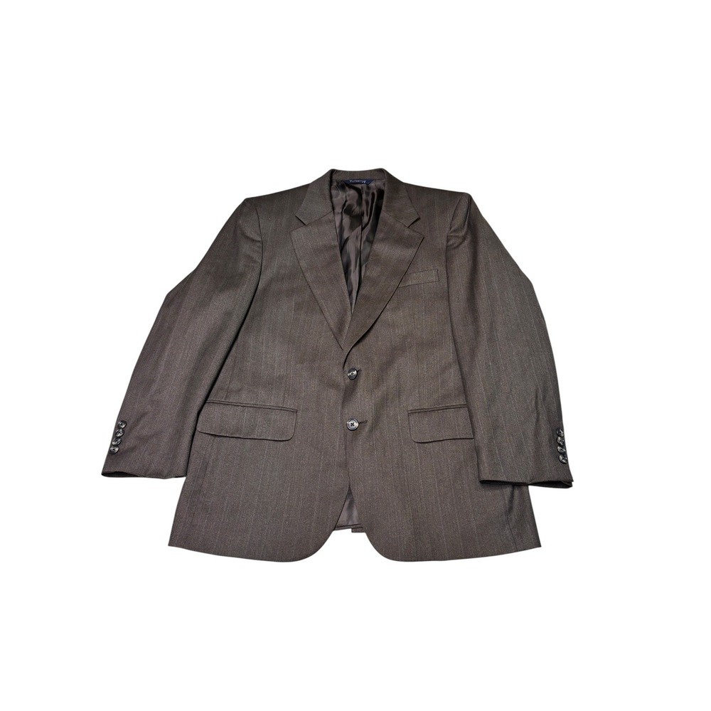 Burberrys Vintage Men 42R Brown Pinstripe 100% Pure Wool Blazer Sport Coat Italy